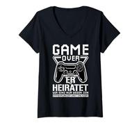 Womens Game Over He's Getting Married We're Only Experience Points Here! V-Neck T-Shirt