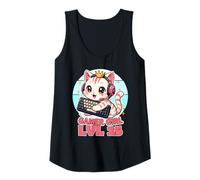 Womens Gamer Girl Cute Cat Gaming 25th Birthday Saying Tank Top