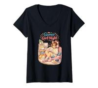 Women's Gamer Girl Night Video Player Cozy Home V-Neck T-Shirt