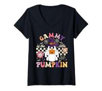 Womens Gammy of The Little Pumpkin Halloween Spooky Ghost V-Neck T-Shirt
