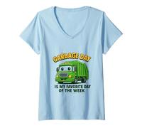 Womens Garbage Day is Favorite Trash Truck Kids Boys Toddlers V-Neck T-Shirt