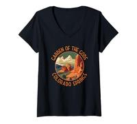 Womens Garden of the Gods Colorado Springs Distressed Circle V-Neck T-Shirt