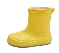 Women's Garden Shoes, Women's Rain Boots, Solid Colour, Large Size Garden Shoes, Thick Sole, Boots, Leather, Waterproof, Rubber, Solid Colour, Yellow, 4 UK