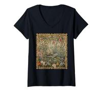 Women's Garden Snail Cottagecore Botanical Nature Lover V-Neck T-Shirt
