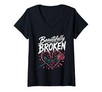Women's Gardener Beautifully Broken Rose Funny Roses V-Neck T-Shirt
