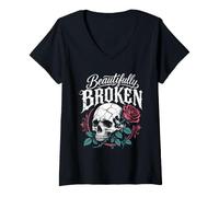 Women's Gardener Beautifully Broken Rose Funny Roses V-Neck T-Shirt