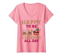 Women's Gardening Design for Landscape-Gardener V-Neck T-Shirt, Pink, Small