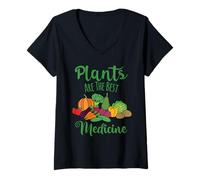 Women's Gardening Plants are The Best Medicine Vegan Vegetarian V-Neck T-Shirt