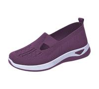 Womens Gardening Shoes Womens Trainers Wide Fit Wedge Shoes Slip On Arch Support Tennis Sneakers Breathable Mesh Orthopedic Wedge Trainer Non Slip Soft Sole no lace Trainers Purple 6.5