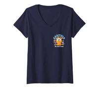 Womens Garfield Chibi Floral Too Cute to Care in White Left Chest V-Neck T-Shirt