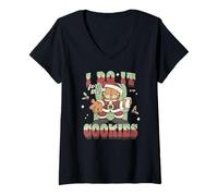 Womens Garfield Christmas I Do It for The Cookies Holidays Portrait V-Neck T-Shirt