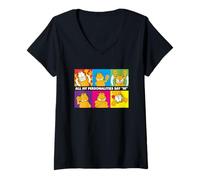 Womens Garfield Comic Collage Retro Vibes Style LOL Gifts Design V-Neck T-Shirt