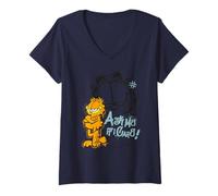 Womens Garfield Comic Retro Ask Me If I Care Artwork Style Gifts V-Neck T-Shirt