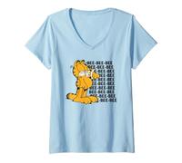 Womens Garfield Comic Retro Style Monday Blues Bored Cat Artwork V-Neck T-Shirt
