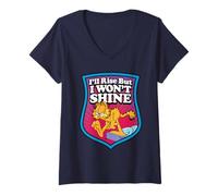 Womens Garfield I'll Rise But I Won't Shine Badge V-Neck T-Shirt