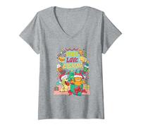 Women's Garfield Odie Peace Love Lasagna Christmas Joy V-Neck T-Shirt