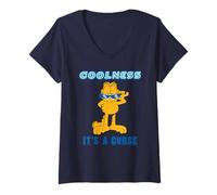 Womens Garfield Retro Comic Standing Pose Cool Cat Humor Artwork V-Neck T-Shirt