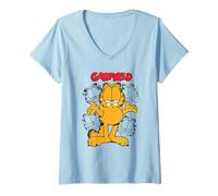 Womens Garfield Retro Comic Standing Pose Crazy Cat Mood Artwork V-Neck T-Shirt