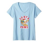 Womens Garfield Santa Paws Cute Christmas Delivery Cartoon Cat V-Neck T-Shirt