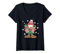 Womens Garfield Snowy Big Chest Portrait V-Neck T-Shirt
