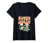 Womens Garfield Super Jolly Christmas Funny Retro Holidays V-Neck T-Shirt