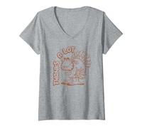 Womens Garfield Thanksgiving Thanks A Lot Turkey Garfield Retro V-Neck T-Shirt