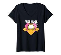 Womens Garfield Valentine's Day Free Hugs Full of Love Portrait V-Neck T-Shirt