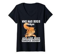 Womens Gargoyle Gecko Reptile Lover | Funny Lizard Pet Owner V-Neck T-Shirt