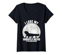 Womens Gargoyle Gecko Reptile Lover | Funny Lizard Pet Owner V-Neck T-Shirt