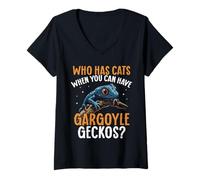 Womens Gargoyle Gecko Reptile Owner Funny Gecko Saying Lizard Lover V-Neck T-Shirt