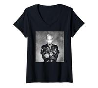 Womens Gary Numan Warriors Tour Photo by Allan Ballard V-Neck T-Shirt