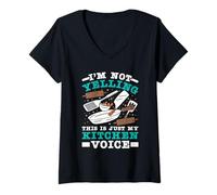 Women's Gastronom I'm NOT Yelling This is JUST My Kitchen Cooks V-Neck T-Shirt