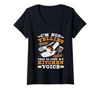 Women's Gastronom I'm NOT Yelling This is JUST My Kitchen Cooks V-Neck T-Shirt