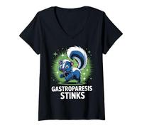 Womens Gastroparesis Stinks + Supportive Warriors + Humor + V-Neck T-Shirt