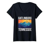 Women's Gatlinburg Tennessee Sunset V-Neck T-Shirt