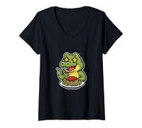 Women's Gator Pasta Cartoon V-Neck T-Shirt
