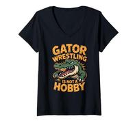 Women's Gator Wrestling is Not A Hobby Alligator V-Neck T-Shirt