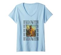Womens Gay Bear Devil Halloween Costume Funny Beefcake Spooky Brief V-Neck T-Shirt