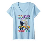 Women's Gay Couple 33 Years Down Forever to Go Marriage Anniversary V-Neck T-Shirt