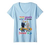 Women's Gay Couple 37 Years Down Forever to Go Marriage Anniversary V-Neck T-Shirt