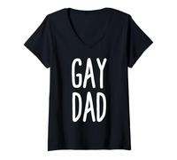 Womens Gay DAD Proud of My Gay Fathers Day Gay Dad V-Neck T-Shirt