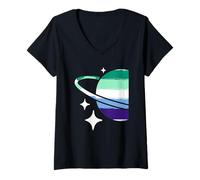 Womens Gay Male Pride Man Loving Men LGBT MLM Flag V-Neck T-Shirt