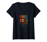 Womens Gay Pride 2025 LGBT Pride Month Rainbow Flag Celebration V-Neck T-Shirt