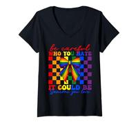 Womens Gay Pride Be Careful Who You Hate Could Be Someone You Love V-Neck T-Shirt