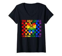 Womens Gay Pride Flag Girl The Only Choice I Made Was To Be Myself V-Neck T-Shirt