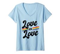 Womens Gay Pride LGBT Love Is Love LGBT Gay Lesbian Pride V-Neck T-Shirt