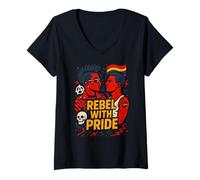 Womens Gay Punk Rebel With Pride Rainbow Punk Rock V-Neck T-Shirt