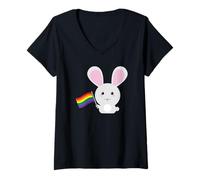 Womens Gay Rabbit Shirt for Pride, Coming Out, LGBT Celebration V-Neck T-Shirt