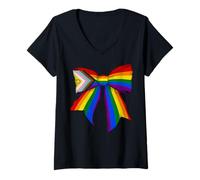 Womens Gay Transgender Intersex Intersexual Pride Rainbow Flag Girl V-Neck T-Shirt