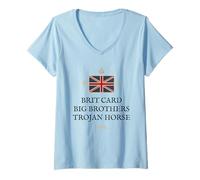 Womens GB British Patriots Proud Supporters UK Pride Trojan Horse V-Neck T-Shirt